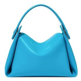 GeRRiT Echtledertasche mit Nischendesign for Damen, Handtasche, Handtasche, Umhängetasche, solide, elegant, weich/306 (Color : Blue)