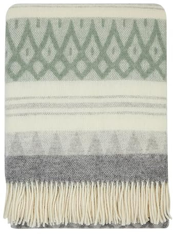 Cozy Blankets Wolldecke/Überwurf, 100% neuseeländische Wolle, perfekt für Zuhause und Außenbereich, Schurwolldecke mit Fransen, 140 x 200 cm