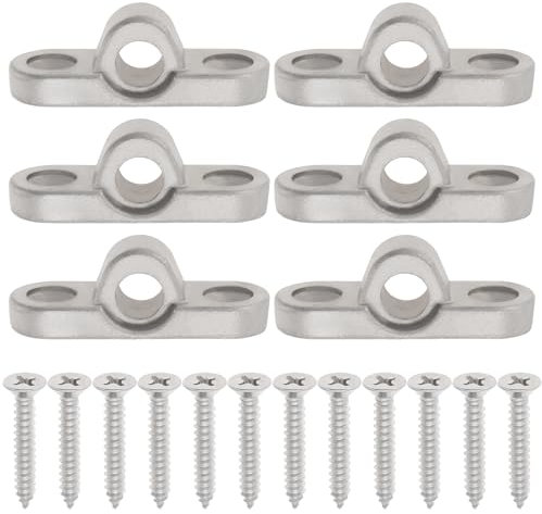 VGOL 6pcs Stainless Steel Awning Eyelets Wall Eyelets for Caravan Motorhome, 8mm Hole Awning Grommets Caravans Brackets Tent Eyelet 44mmx15mm With Screw
