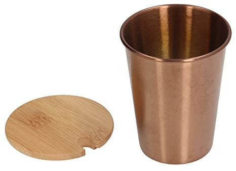 ANKROYU Tasse à café et à bière portable de 350 ml, tasse à lait monocouche, tasse en acier inoxydable, tasse à café et à bière empilable avec couvercle pour comptoir de bureau, (Rose Gold)