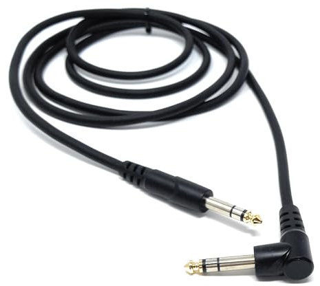 DRUT 2m 6.35mm 1/4 Stereo TRS Male Jack to Right Angled Male Jack, Audio, Music Instrument, Flexible Cable Lead 6.5ft