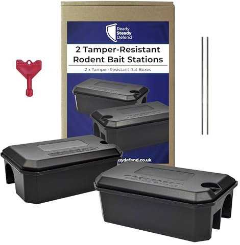 2 Compact Rodent Bait Stations - Secure Rat Trap Boxes for Both Indoor & Outdoor Use - Reliable & Lockable Pest Control Solution for Safe & Effective Rat Deterrence - Child and Pet Considerate Design
