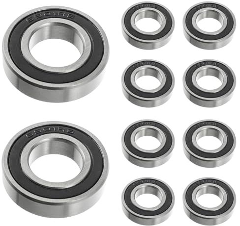 HUAREW 6901 2RS Kugellager, aus Lagerstahl 12mm x 24mm x 6mm, Doppelt Geschirmte Rillenkugellager für DIY, Drehbänke, Motoren, 3D-Drucker, Fräsmaschinen, verschiedene mechanische Geräte, etc(10 Pcs)