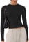 Women's Soft Long Sleeve Shirts Crew Neck Tops Basic Tees Stretchy Going Out Crop Tops Y2K Slim Fit T-Shirts Black XS