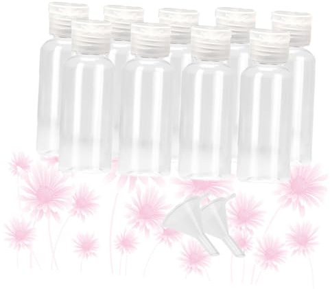 MUSISALY Set De Flacons Vides Pour Lotion Et Shampoing Bouteilles Plastiques Réutilisables Avec Entonnoirs Miniatures Transparent Pour Voyage Et Salle De Bain