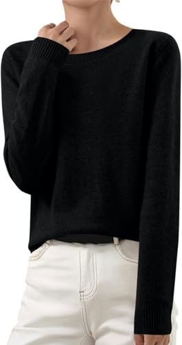 AEGJEGVD 2025 Pull Femme à Manches Longues en Tricot Sweat Blouse col Rond/col Montant Chemisier Top Léger Sweatshirt Chic et élégant sous Pull Haut T-Shirt Pull Femmes Chic Chaud Pas Cher