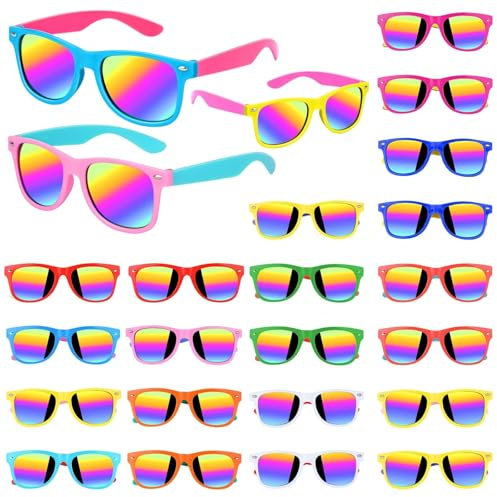 Gifts2U 24 Stück Kinder Sonnenbrillen Neon Partybrillen Jungen Mädchen Kinder Sonnenbrille Party Favor Taschenfüller Strand Pool Geburtstagsfeier Jungen Mädchen Geburtstagsparty Zubehör (12 Farben)