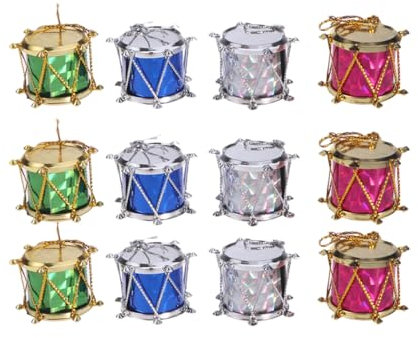 OFFSCH 12St Christbaumschmuck Mini-Weihnachtsbaum Weihnachtsdekorationen Weihnachtsfensteraufkleber Mini-Trommeln weihnachtsbaumdeko weihnachtsbäume geschmückt hängende Verzierung