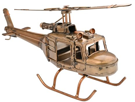 Harvey Makin - Metal Vintage Rustic Helicopter Ornament - Military Aviation Inspired Vehicle Figurine for Gifting And Homeware - Living Room, Bedroom, Man Cave Home Decor - H: 12cm x W: 7cm.