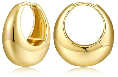 AWOGIPD Ohrringe, Gold Creolen Gold Klein, Chunky Earrings für Damen, Dicke Creolen für Frauen, Drop Ohrringe Tropfen Ohrringe Chunky Ohrringe, Modeschmuck für Frauen und Mädchen