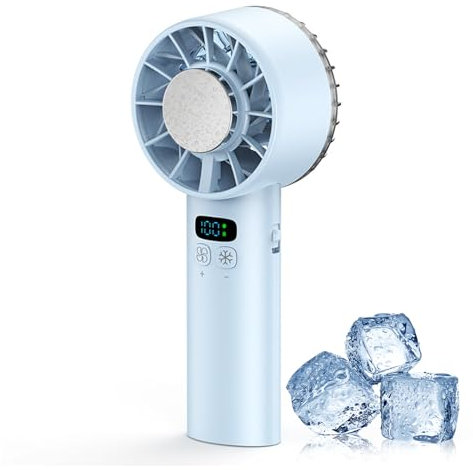 Portátil de Mano Recargable, Mini Ventilador Turbo, Ventilador de Mano Con Batería de 5200mah, Refrigeración, Velocidad Ajustable (1-100), Adecuado para Viajes y Exteriores (Azul)