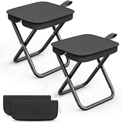 Jiahuade Tragbarer Klapphocker,2 Stück Camping Hocker 30cm,Campinghocker Faltbar,Gartenhocker,Leicht Sitz Falthocker,Klappstuhl,Mini-Klapphocker,mit Aufbewahrungsbeutel,für Reisen Wandern Garten