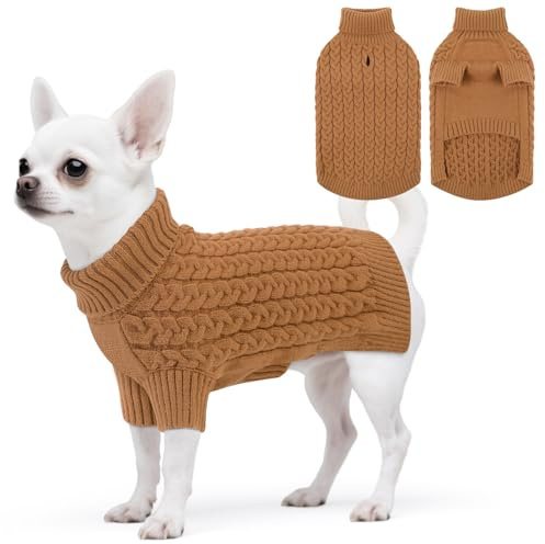 ASENKU Hundepullover XS für Kleine Hunde Winter Strickpullover | Weicher Wärme Strick mit geschirr öffnung, für Chihuahua & Yorkshire, ideal für Indoor Outdoor Winterspaziergänge