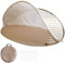 Strandmuschel Pop Up 3-4 Personen, Strandzelt Strand Zelt mit 50+ UV-Schutz, Tragbarer Automatisches Windschutz Wurfzelt mit Tragetasche und Heringe für Familie Camping Garten (Khaki)