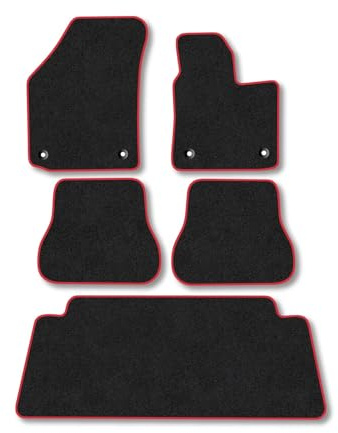 VW Caddy Maxi (2015-2021) Carpet Van Mats | Red Edge Trim Tailored Fit Floor Mats Full Coverage Protection Accessories Easy Clean Anti Slip Made in the UK