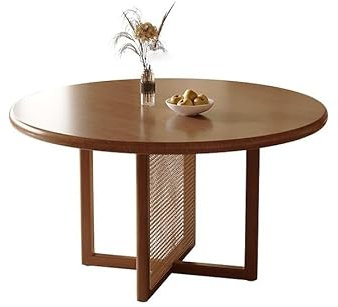 Tables à Manger Table à Manger Ronde en Bois Massif de Style Wabi-sabi, idéale for la Maison, l'hôtel ou Le séjour chez l'habitant