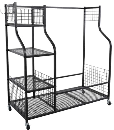 YISSALE Golf Organisierender Rack, 90x40x90cm Golftaschen Organizer mit Rädern, Golf Aufbewahrungsregal aus Metall, Golftaschen Organizer für Golfclubs, Garagen, Häusern