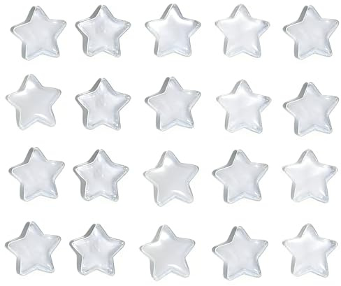 Stern Kristalle Steine Set,20 Stück Natürliche Sterne Edelsteine,Poliert Steine,Glückssteine,Dekosteine für Dekoration und Reiki Heilung(Transparent)