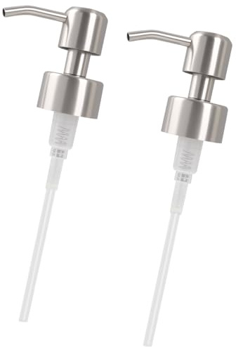 2PCS Edelstahl Seifenpumpe, Pumpkopf Ersatzpumpe für 28 mm Mit 18 cm Rohr, Gewinde Flasche Seifenspender, gebürsteter Edelstahl, Pumpaufsatz für Flaschen, Seifenspender Pumpe, Seifenpender Ersatzpumpe