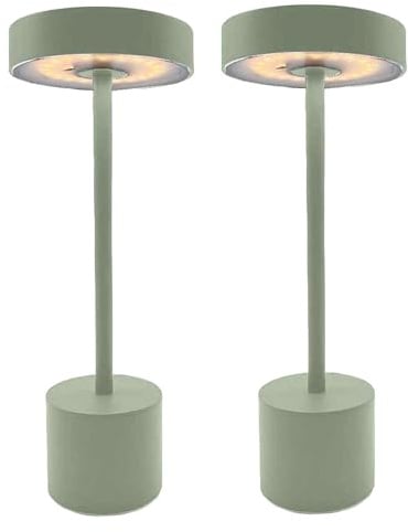 Lumisky Roby Olive Tischleuchte, kabellos, Aluminium, olivgrün, matt, Höhe 30 cm, 2 Stück
