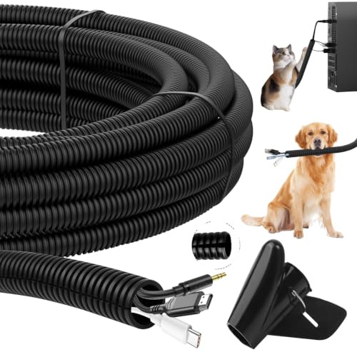 Hexizexi Wellrohr Geschlitzt 12m x 13mm Kabelschlauch Wellrohr Schwarz | Kabelschutzschlauch Flexible Leerrohr Kabelschutz Geschlitzt Kabelschutzrohr Aussenbereich Leerrohr für Erdkabel
