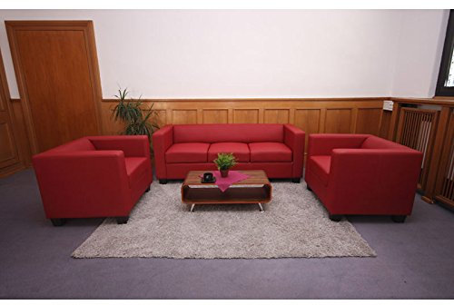 Mendler 3-1-1 Sofagarnitur Couchgarnitur Loungesofa Lille - Leder rot