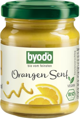 Byodo Bio Orangen Senf 250 ml 125 ml - Vegane und Vegetarische Delikatesse, 100% Bio-Zutaten, Fruchtig-Würziges Aroma, Ideal für Feinschmecker, Halal & Koscher, Keine Zusatzstoffe