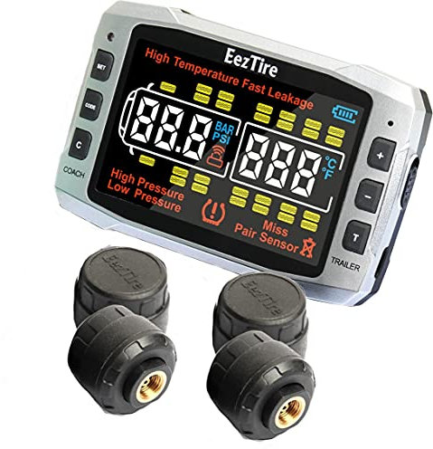EEZ RV Products Reifendruckkontrollsystem mit Sensor (TPMS) in Echtzeit 24x7 4 Fuß Silber