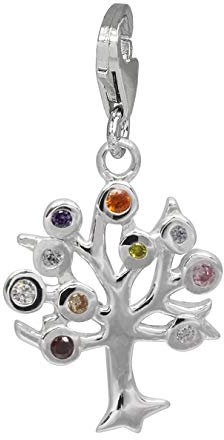 SilberDream Charm 925 Echt Silber Anhänger Lebensbaum bunt Zirkonia FC722F Silber Charmsschmuckanhänger