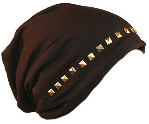 k.a. Beanie XL Long Slouch Beanie mit Nieten Unisex Slouchmütze (schwarz mit goldnieten)