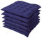 Homescapes 6er Set Stuhlkissen 40 x 40 cm, dunkelblau, Sitzkissen mit Bändern und Knopfverschluss, einfarbige Auflagen für Stühle mit Bezug aus 100% Baumwolle und weicher Polyester-Füllung, blau