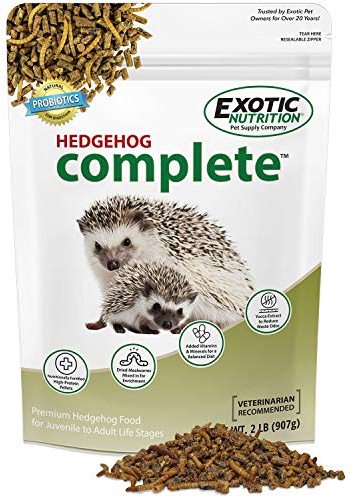 Hedgehog Complete 2 lb - Nutritionally Complete Natural Healthy High Protein Pellets & Dried Mealworms - Food for Pet Hedgehogs