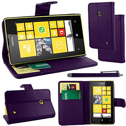 ebestStar - Coque Compatible avec Nokia Lumia 520 Etui PU Cuir Housse Portefeuille Porte-Cartes Support Stand + Stylet, Violet [Appareil: 119.9 x 64 x 9.9mm, 4.0'']