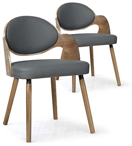 Menzzo Estel Set mit 2 skandinavischen Stühlen Vintage Holz & Grau