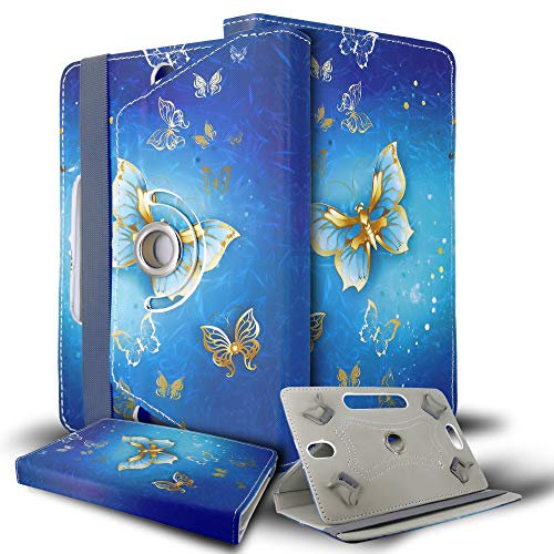 Universal 8.0 inch Tablet Case, Multi-Angle Stand Flip Printed Wallet Case Fits All 8.0 Inch Samsung, Lenovo, Acer, Huawei, Sony, Apple, Toshiba Android Tablets tab devices (Butterfly Gold)