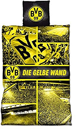 Borussia Dortmund, Bed linen GELBE WAND, black-yellow, 135x200