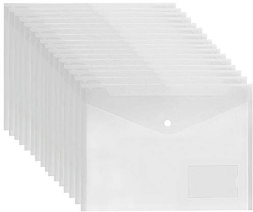 GoodtoU Clear Plastic Wallets A4-30 Pack Plastic Folders Document Wallet Files Popper Wallets with Pocket