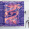 ABAKUHAUS Drachen Duschvorhang, Chinesische Figur Yin Yang, mit 12 Ringe Set Stielvoll Modern, 175x200 cm, Lila Korallenrot