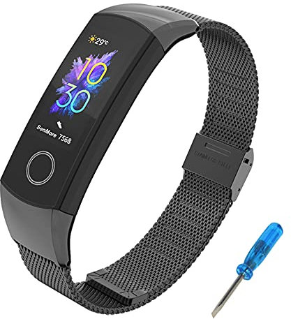SenMore Kompatibel mit für Honor Band 5 Honor Band 4 Armband, Ersatzband Wasserdicht Edelstahl Replacement Wrist Strap Armband Zubehör für Honor Band 4 Honor Band 5 (kein Host)