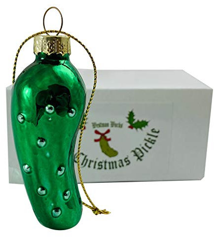 Weihnachtsgurke Ornament Deutsche Tradition Geblasenes Glas Baumschmuck in Geschenkbox