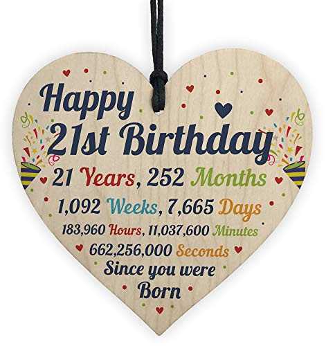 RED OCEAN 21st Birthday Gift For Boys Wooden Heart 21st Birthday Gift For Girls 21st Birthday Decorations