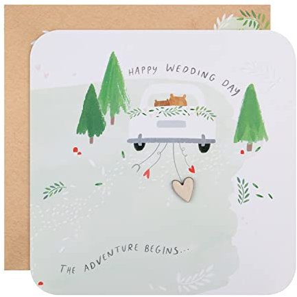 Hallmark Tarjeta de felicitación de boda contemporánea, bonito diseño cuadrado con detalles en relieve y corazón adjunto