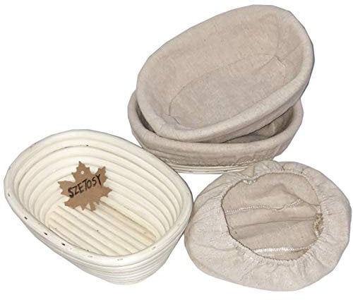 Banneton GOODCHANCEUK - Cesta ovalada para prueba de pan, 21 x 15 x 8 cm, cuenco de madera de ratán natural para probar pan, masa, pizza y masa de pastelería