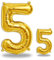 FUNXGO® folienballon 5 gold - 2 Stück -100cm & 38cm- Luftballon Zahl 5-5.geburtstag - Ballon 5 Deko zum Geburtstag, Hochzeit, Jubiläum oder Fest, Party - Ballon 5 gold
