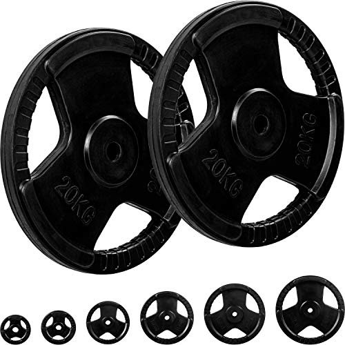 MOVIT® Hantelscheiben Set PRO, Gusseisen Rubber Gripper, 30/31 mm Standardnorm, schadstoffgeprüft, 2x 20,0kg