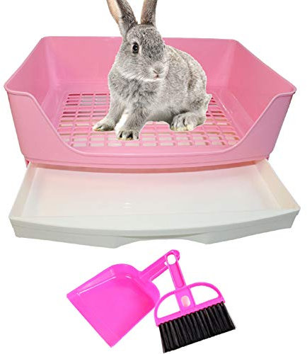 PINVNBY Grande litière pour lapin avec tiroir pour animal domestique Cochon d'Inde, Chinchilla furet hérisson Rose