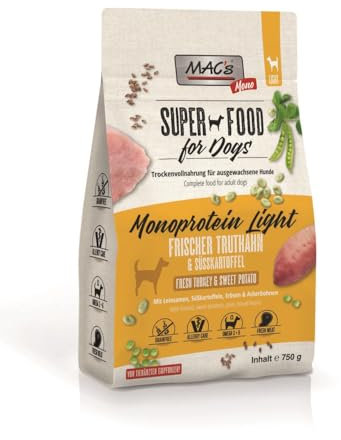 MAC's Dog Mono Senior/Light | 750 g | Getreidefreies Trockenfutter für ältere oder übergewichtige Hunde | Mit Truthahn & Süßkartoffel | Geeignet für allergieanfällige Hunde
