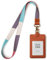 SENLLY Carte Porta Badge Identificativo Pelle PU con Cordino da Collo, 2 Tasche per Carte e 1 Finestra Trasparente ID, Badge Card Holder per Donne e Uomini