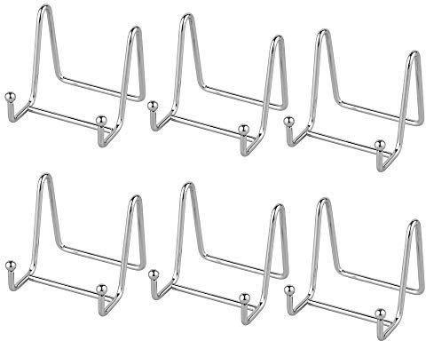 Cavalletto Espositore Supporto Porta Piatti - Reggi Piatti da Esposizione - 2 Pezzi Cavalletti in Ferro - Supporti Espositori da Tavolo Argento per Piatto Decorativo | Foto | Cornice| Libri - 7,6 cm