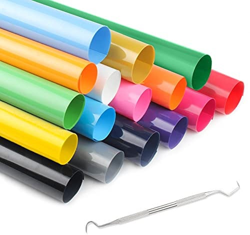 Geila Wärmeübertragungs-Vinylbögen für Cricut, HTV-Vinyl zum Aufbügeln für Cameo, 30,5 x 20,3 cm, HTV-Vinylbögen, Vinyl-Bundle, Anfänger-Set, HTV-Bundle mit Reinigungswerkzeug